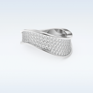 Multi Stones and Curved Design Wedding Band with 0.754 CT Round Cut Moissanite