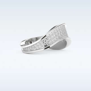 Multi Stones and Curved Design Wedding Band with 0.754 CT Round Cut Moissanite