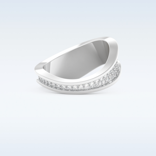 Multi Stones and Curved Design Wedding Band with 0.754 CT Round Cut Moissanite