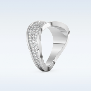 Multi Stones and Curved Design Wedding Band with 0.754 CT Round Cut Moissanite
