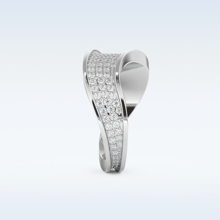 Multi Stones and Curved Design Wedding Band with 0.754 CT Round Cut Moissanite
