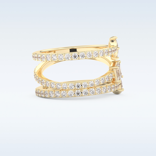 Multi Stones and Triple Shank Design Wedding Band with 1.73 CT Emerald, Marquise, Pear and Round Cut Moissanite