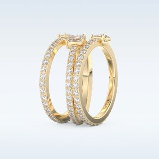 Multi Stones and Triple Shank Design Wedding Band with 1.73 CT Emerald, Marquise, Pear and Round Cut Moissanite
