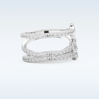 Multi Stones and Triple Shank Design Wedding Band with 1.73 CT Emerald, Marquise, Pear and Round Cut Moissanite