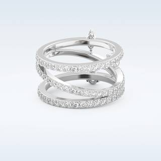 Multi Stones and Triple Shank Design Wedding Band with 1.73 CT Emerald, Marquise, Pear and Round Cut Moissanite