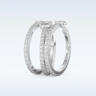 Multi Stones and Triple Shank Design Wedding Band with 1.73 CT Emerald, Marquise, Pear and Round Cut Moissanite