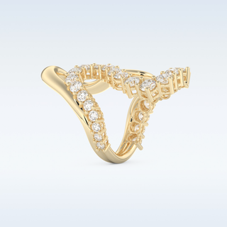 Multi Stones and Curved Design Wedding Band with 3.08 CT Round Cut Moissanite