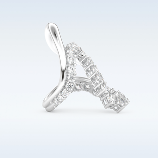 Multi Stones and Curved Design Wedding Band with 3.08 CT Round Cut Moissanite