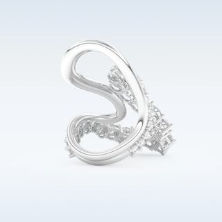 Multi Stones and Curved Design Wedding Band with 3.08 CT Round Cut Moissanite
