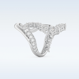 Multi Stones and Curved Design Wedding Band with 3.08 CT Round Cut Moissanite