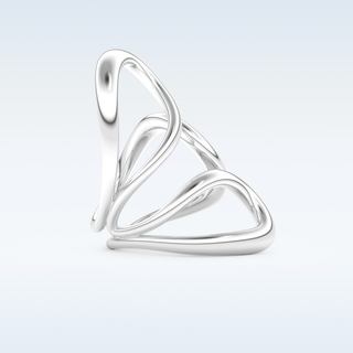 Unique Curved Style Wedding Band with Moissanite