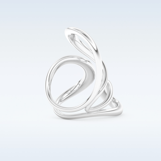 Unique Curved Style Wedding Band with Moissanite