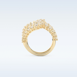 Multi Stones and Curved Design Wedding Band with 3.501 CT Round Cut Moissanite