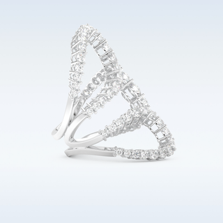 Multi Stones and Curved Design Wedding Band with 3.501 CT Round Cut Moissanite
