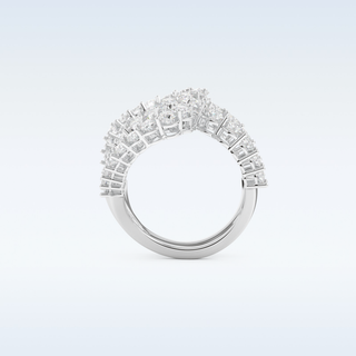 Multi Stones and Curved Design Wedding Band with 3.501 CT Round Cut Moissanite