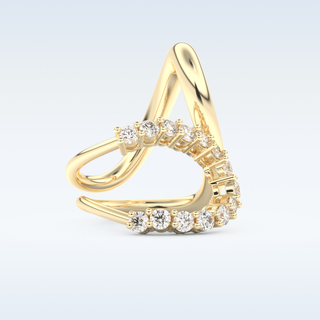 Multi Stones and Curved Design Wedding Band with 1.13 CT Round Cut Moissanite
