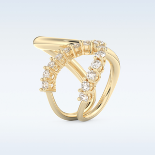 Multi Stones and Curved Design Wedding Band with 1.13 CT Round Cut Moissanite