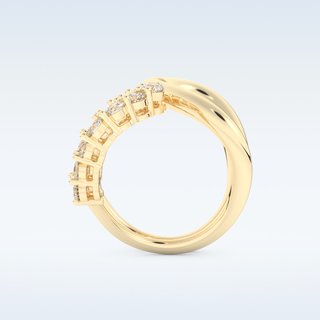 Multi Stones and Curved Design Wedding Band with 1.13 CT Round Cut Moissanite
