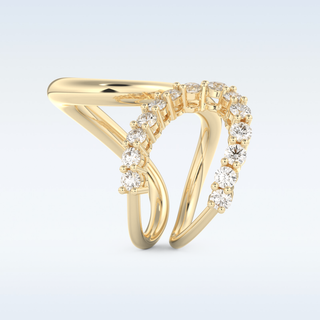 Multi Stones and Curved Design Wedding Band with 1.13 CT Round Cut Moissanite