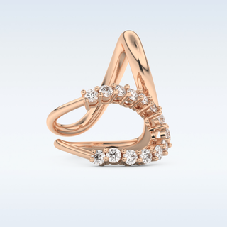 Multi Stones and Curved Design Wedding Band with 1.13 CT Round Cut Moissanite