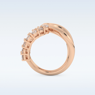 Multi Stones and Curved Design Wedding Band with 1.13 CT Round Cut Moissanite