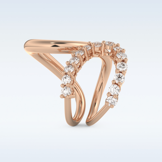 Multi Stones and Curved Design Wedding Band with 1.13 CT Round Cut Moissanite