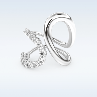 Multi Stones and Curved Design Wedding Band with 1.13 CT Round Cut Moissanite