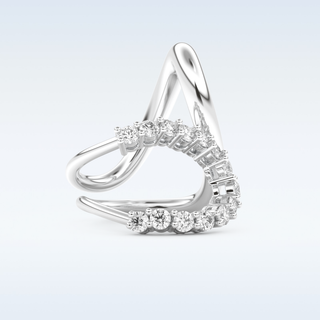 Multi Stones and Curved Design Wedding Band with 1.13 CT Round Cut Moissanite