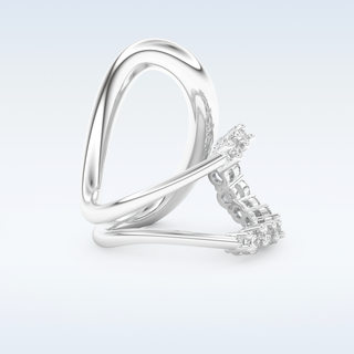 Multi Stones and Curved Design Wedding Band with 1.13 CT Round Cut Moissanite