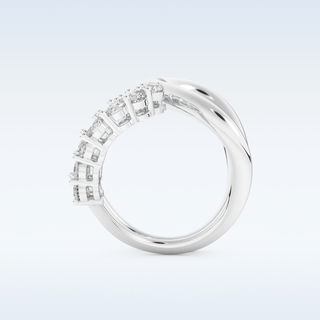 Multi Stones and Curved Design Wedding Band with 1.13 CT Round Cut Moissanite