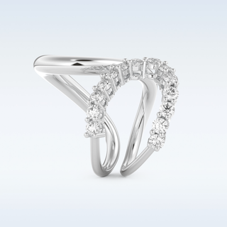 Multi Stones and Curved Design Wedding Band with 1.13 CT Round Cut Moissanite