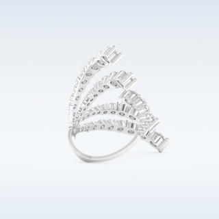 Multi Stones and Floral Design Wedding Band with 2.717 CT Round Cut Moissanite