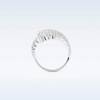 Multi Stones and Floral Design Wedding Band with 2.717 CT Round Cut Moissanite
