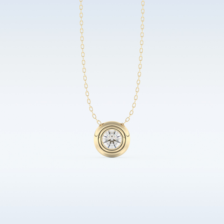 Bezel Solitaire Moissanite Necklace – 0.28 CT Round Cut in 14K/18K Gold (Copy)