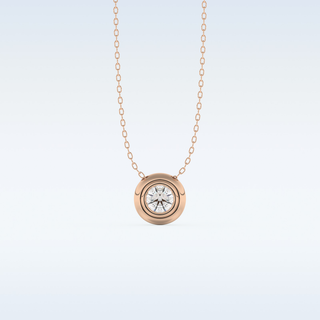Bezel Solitaire Moissanite Necklace – 0.28 CT Round Cut in 14K/18K Gold (Copy)