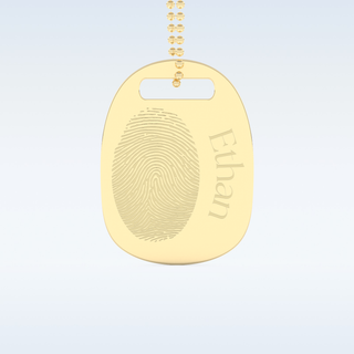 Name and Fingerprint Engraved Pendant in Solid Gold or Silver 6