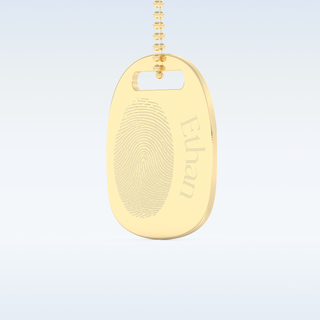 Name and Fingerprint Engraved Pendant in Solid Gold or Silver 7