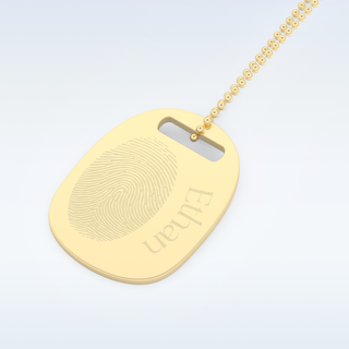 Name and Fingerprint Engraved Pendant in Solid Gold or Silver 10