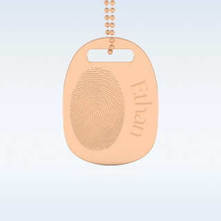 Name and Fingerprint Engraved Pendant in Solid Gold or Silver 11