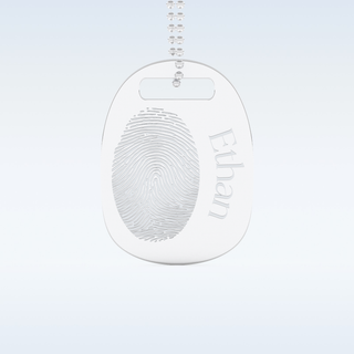 Name and Fingerprint Engraved Pendant in Solid Gold or Silver 1