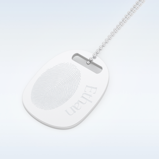 Name and Fingerprint Engraved Pendant in Solid Gold or Silver 5