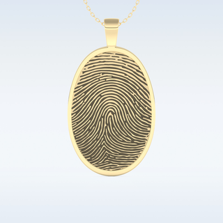 Name and Fingerprint Engraved Pendant in Solid Gold or Silver 6