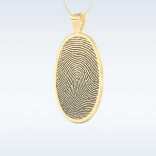 Name and Fingerprint Engraved Pendant in Solid Gold or Silver 7