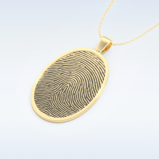 Name and Fingerprint Engraved Pendant in Solid Gold or Silver 10