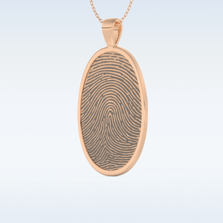 Name and Fingerprint Engraved Pendant in Solid Gold or Silver 12