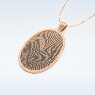 Name and Fingerprint Engraved Pendant in Solid Gold or Silver 15