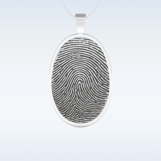 Name and Fingerprint Engraved Pendant in Solid Gold or Silver 1
