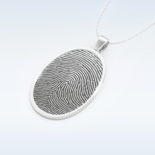 Name and Fingerprint Engraved Pendant in Solid Gold or Silver 5