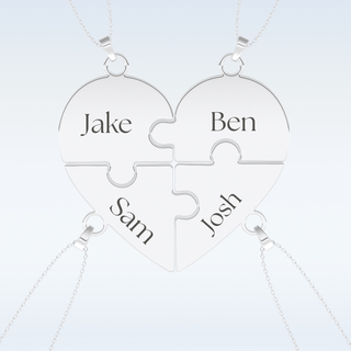 Name Engraved Puzzled Heart Pendant in Solid Gold or Silver 1
