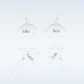 Name Engraved Puzzled Heart Pendant in Solid Gold or Silver 2